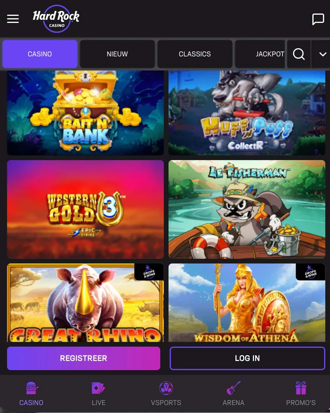 Hardrock online casino spelaanbod